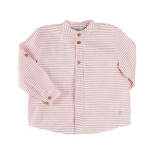 Pepa London Girls Hertford Striped Mao Collar Linen-Blend Shirt, Orange